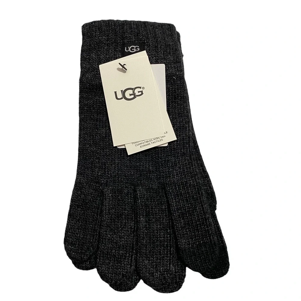 UGG Knit Tech Charcoal Grey Gloves Touch Sensitive One Size